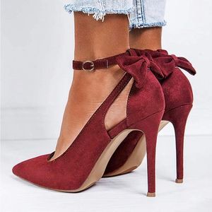 Fashare Womens High Heels Bow Tie Stiletto Ankle Strap Wedding Pumps Dress Shoes